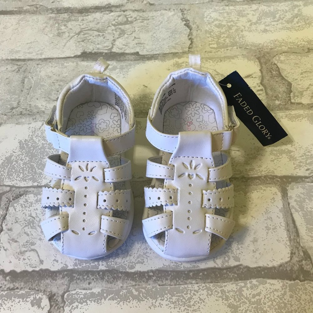 NWT Faded Glory Girl's Toddler Size 3 White Sandal